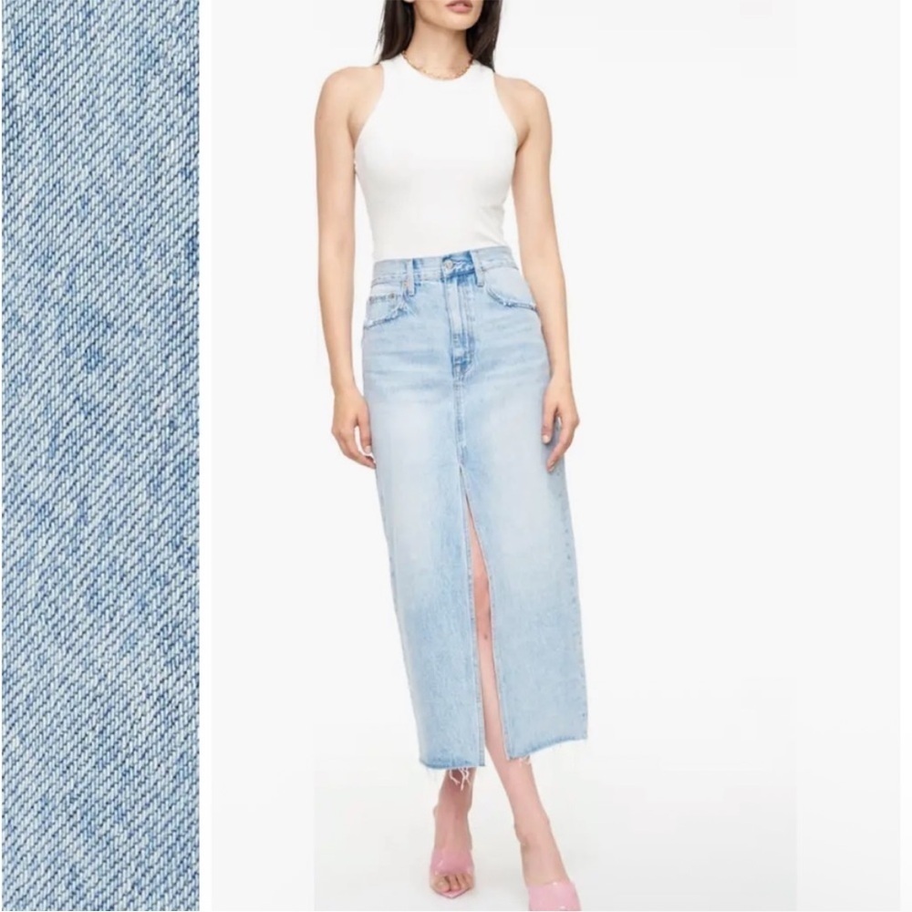 Pistola Alice Workwear High Rise Light Blue Denim Midi Skirt Sz 24 (0-2)